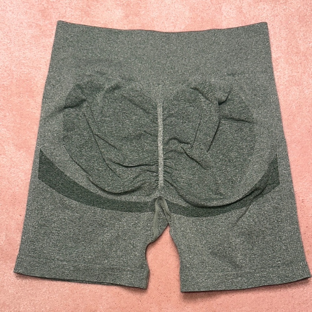 Green Booty Scrunch Gym Workout Shorts